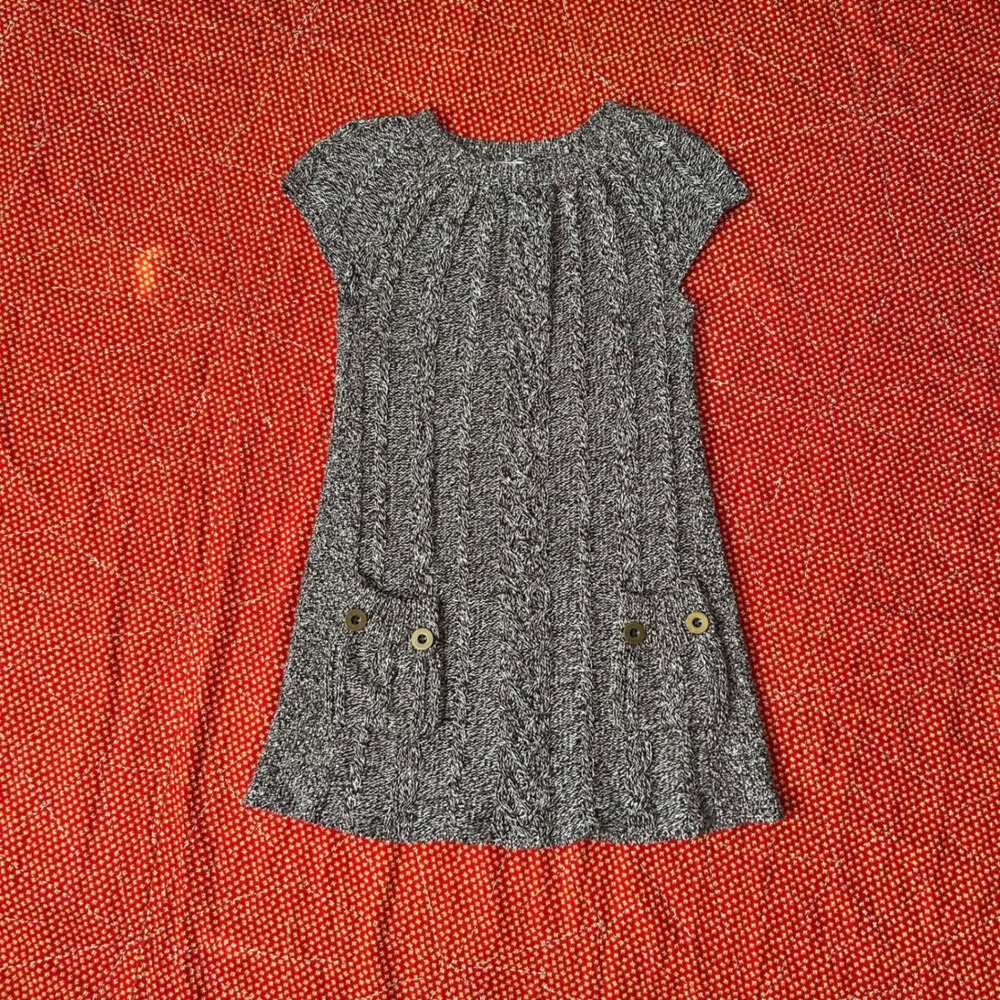 Vintage 2000s Style&co Brown Cable Knit babydoll style Sweater Mini Dress Medium